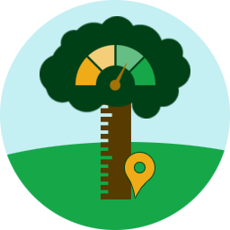 Das Logo des Umweltkumpels ist ein stilisierter Baum: Der Stamm ist ein Längenmaß und in der Baumkrone befindet sich eine Messskala mit ausschlagender Nadel. 